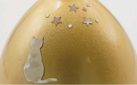 【高岡銅器】エコー　螺鈿猫　金色