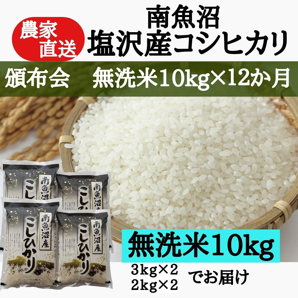 
            【頒布会：令和7年産新米予約】農家直送！　南魚沼塩沢産コシヒカリ　無洗米10kｇ×12ヶ月【2025年9月中旬より順次発送予定】
          