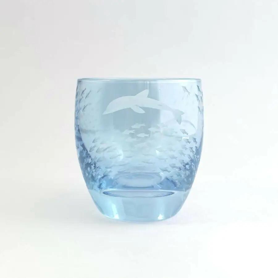 浅草切子 aquatic「Dolphin Fish Blue 冷酒杯」_0012-002-T03