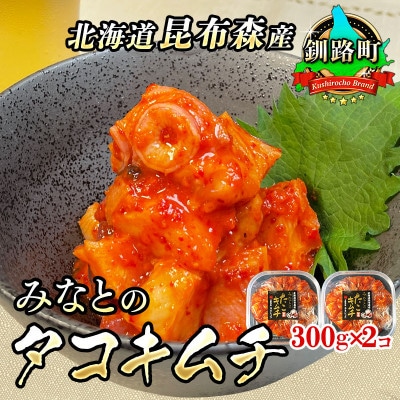 【毎月定期便】みなとのタコキムチ＜北海道釧路町 昆布森産タコ使用＞ 300g×2パック　全4回【配送不可地域：離島】