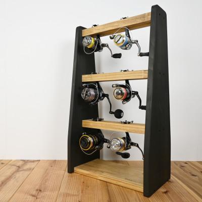 ふるさと納税 横手市 WOOD WORKS リールスタンドBタイプMサイズ【本体カラー:ライトブラウン×ブラックウッド】 |  | 01