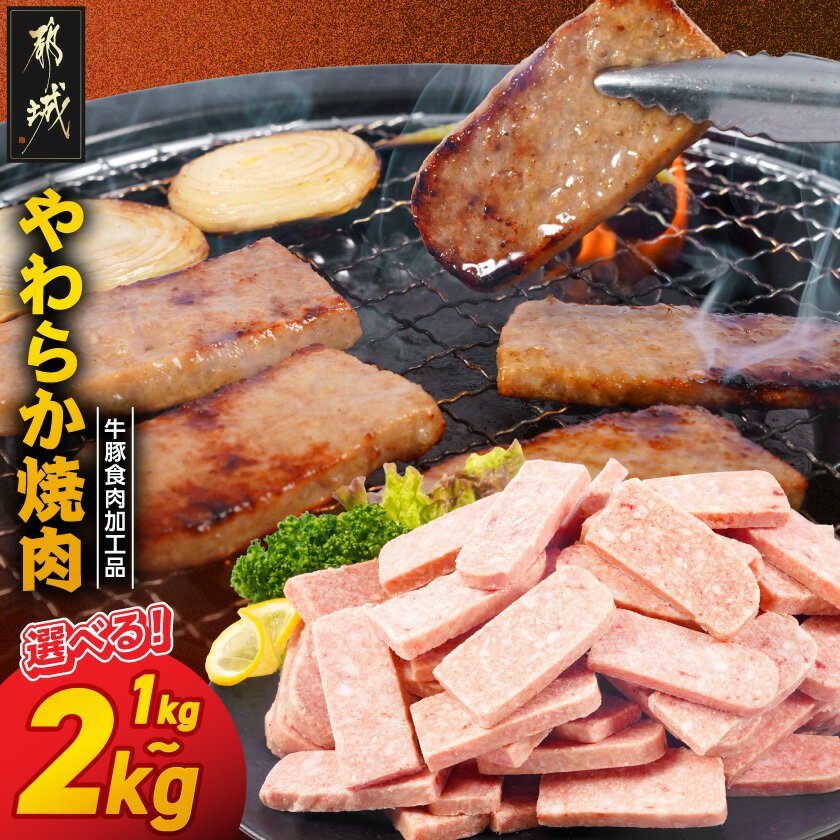【ふるさと納税】【内容量が選べる！】やわらか焼肉【牛豚食肉加工品(成型肉)】 - 国産牛 国産豚肉使用 加工肉 焼肉 やわらかくてジューシー 成形肉 1kg/1.5kg/2kg 簡単調理 下処理不要 送料無料 SKU-3607 【宮崎県都城市】