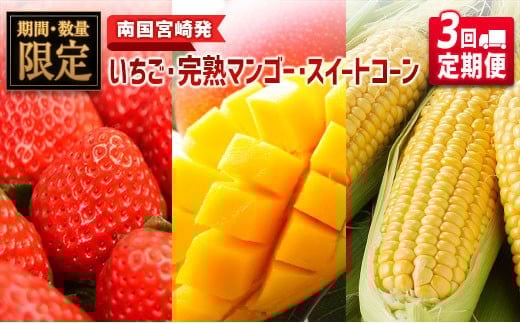 ◆「南国宮崎発」　いちご・完熟マンゴー・スイートコーン　3回定期便