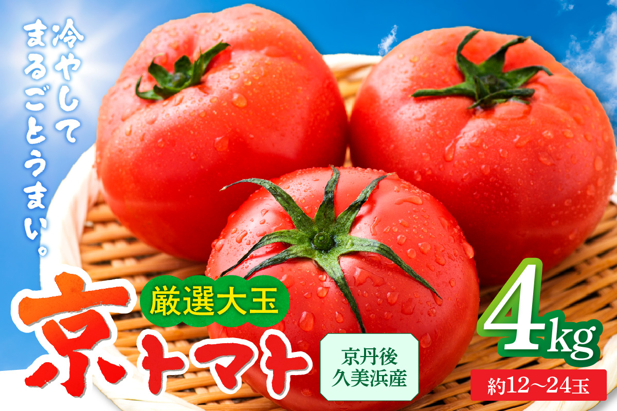 京丹後産・京トマト 4kg（12～24玉） 春夏発送（2026年5月中旬～発送） 夏野菜 野菜 トマト 大玉 4きろ 高糖度 濃厚 甘い 美味しい 完熟 とまと ふるさと納税 トマト JA京都 農協　JK00034