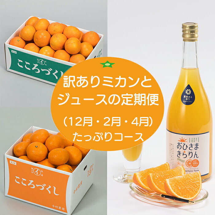 【ふるさと納税】今村農園の訳ありミカンとジュースの定期便（12月・2月・4月）【たっぷりコース】 お楽しみ 先行予約 果物 フルーツ 傷 規格外 不揃い＜107-802_7＞
