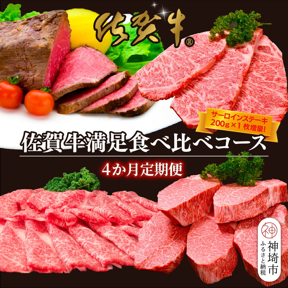 【ふるさと納税】【4か月連続定期便】【期間限定！生活応援＆レビュー投稿で特典】佐賀牛満足食べ比べコース★レビューキャンペーン対象★【佐賀牛 霜降り 贅沢 ブランド牛 和牛 ステーキ サーロイン しゃぶしゃぶ すき焼き 特選ローススライス ローストビーフ】(H996P114)