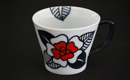 バラのマグカップ（赤）【やきもの工房こすず】フリーカップ スタイリッシュ＆モダン bw003