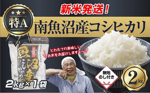 【令和8年産　新米予約】「無地のし」 新潟県 南魚沼産 コシヒカリ お米 2kg 精米済み（お米の美味しい炊き方ガイド付き） お米 こめ 白米 こしひかり 食品 人気 おすすめ 送料無料 魚沼 南魚沼 南魚沼市 新潟県産 新潟県 精米 産直 産地直送 お取り寄せ【2026年10月中旬より1ヶ月以内に順次発送予定】