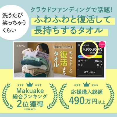 (今治タオル)ASiTA BOUNCE フェイスタオル4枚(グレー)【I003610FT4GY】【1670206】