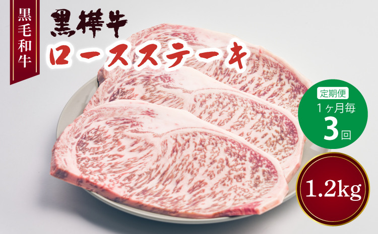 【3回定期便】九州産黒毛和牛 杉本本店 黒樺牛 A4~A5等級  ロースステーキ定期便 400g×3回