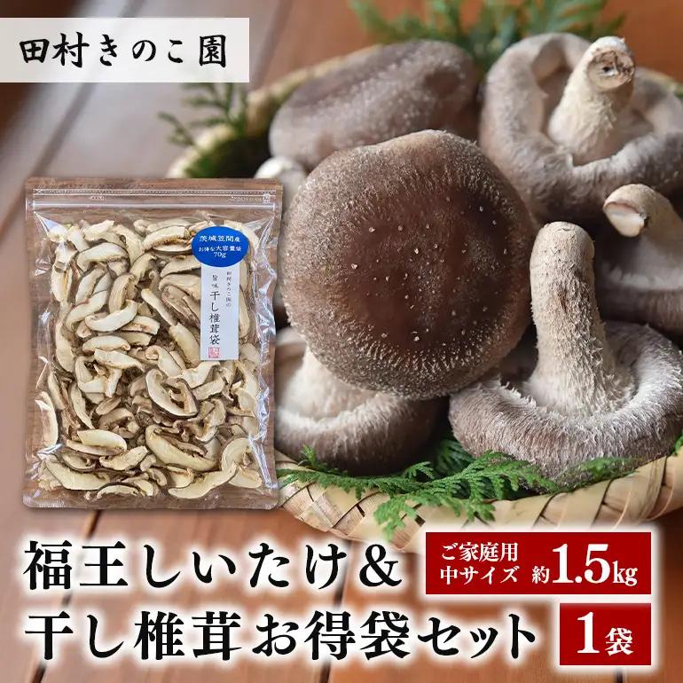 【先行予約/2026年10月末以降発送】ご家庭用福王しいたけ(中サイズ1.5kg）＆干し椎茸お得袋セット IA-020