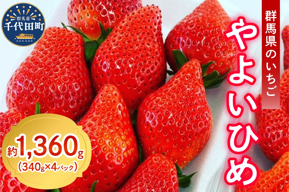 
                  《先行予約》※選べる配送時期※ いちご「 やよいひめ 」約340g×4パック クール便または常温便  群馬県 千代田町 大粒 完熟収穫 大容量 とれたて 新鮮 送料 無料 数量 限定 甘い 豊かな 香り 贅沢 ご褒美 イチゴ ストロベリー 贈答 贈り物 ギフト プレゼント 家族 で 楽しむ フルーツ
                