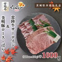 【ふるさと納税】【茨城県共通返礼品】【常陸牛A5ランク・美明豚ステーキ焼肉セット】常陸牛サーロイン600g（300g×2枚）＋美明豚400g（ロース200g・ばら200g）（KCK-35）