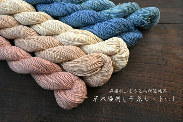 【ふるさと納税】 長野県麻績村 草木染刺し子糸セット（130m×5色）no.1 工芸品 長野県 麻績 おみ 麻績村 信州 草木染 刺し子 刺し子糸