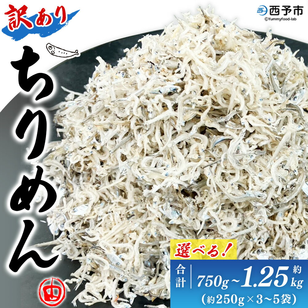 【ふるさと納税】＜訳あり ちりめん 約750g(250g×3袋)／約1.25kg(250g×5袋)＞減塩 選べる 内容量 ちりめんじゃこ じゃこ 家庭用 海鮮 海産物 丼 おにぎり 具材 ご飯 おつまみ おやつ 小魚 乾物 国産 マルヨシ水産 特産品 愛媛県 西予市【冷蔵】『1か月以内に順次出荷予定』