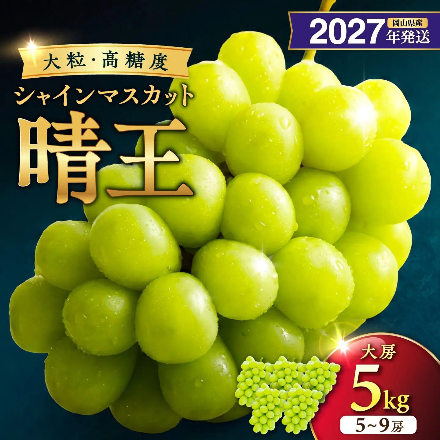 2027年発送 岡山県産シャインマスカット 晴王 秀品 大房 約5kg・5～9房程度【シャインマスカット】
