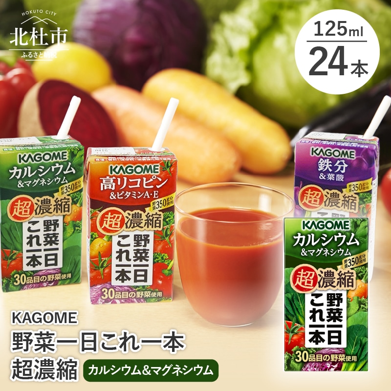 【ふるさと納税】 カゴメ 野菜一日これ一本 超濃縮 カルシウム＆マグネシウム 125ml 紙パック 24本入 野菜ジュース 濃縮ジュース 名水仕込 無添加 これ1本 野菜不足 350g 30品目 健康志向 飲料 送料無料