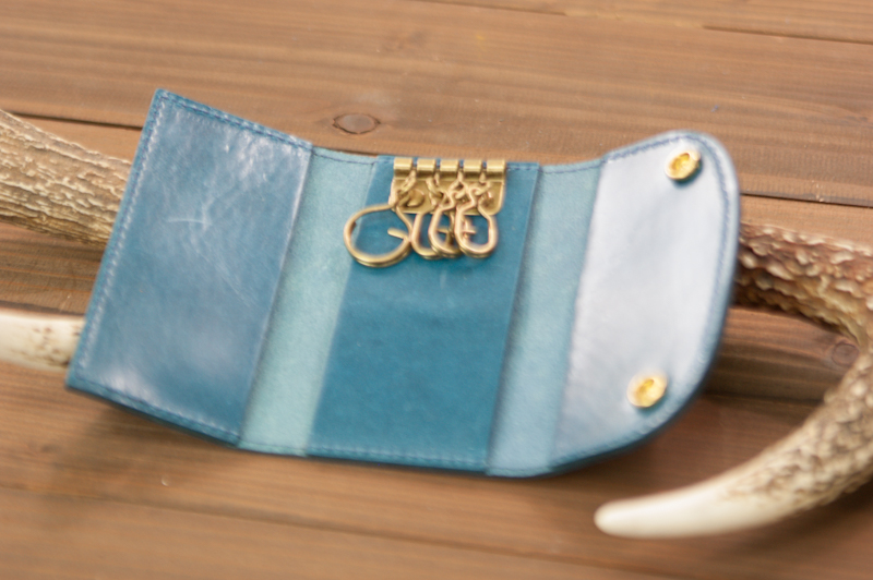 本革 キーケース 日本製 レザー 革製品 高級 Bliss ピット鞣し WH-08 ブルー