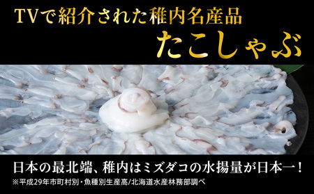 【TVで紹介されたたこしゃぶ】稚内産たこしゃぶ500g特製タレ付+たこスライスパック500g4～5名【配送不可地域：離島】【1094754】