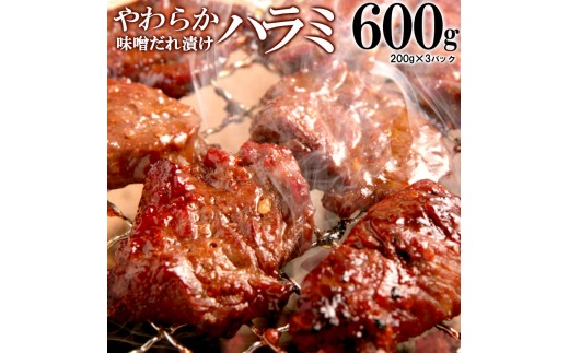 
            やわらかハラミ味噌だれ漬け600g（200ｇ×3）
          
