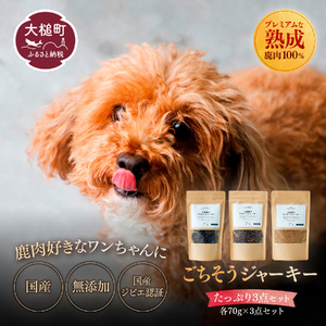 【初めてのワンちゃんに】オイシクテ・大槌鹿のごちそうジャーキー大袋3点セット 岩手県産鹿肉100% 犬 いぬ おやつ ジャーキー チップス 鹿肉 ベニソン しつけ ご褒美 ジビエ 高たんぱく 低脂質 ヘルシー ダイエット ペットフード ドッグフード グレインフリー