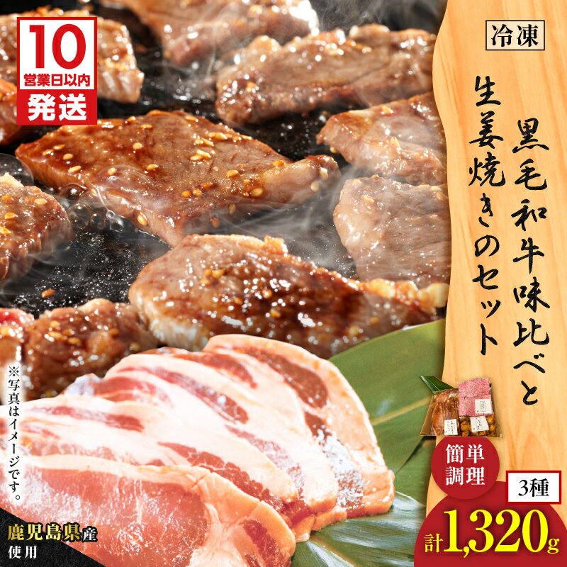 【ふるさと納税】【10営業日以内に発送】 黒毛和牛 味比べ と 生姜焼き の セット 計1320g 牛肉 豚肉 肉 ザブトン リブロース 肩ロース 漬け タレ 焼肉 精肉 味付き 大容量 ボリューム グリルダイニング秀 鹿児島 鹿児島市 おすすめ ランキング プレゼント ギフト