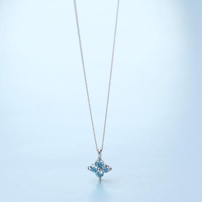 ふるさと納税 大津市 【プラチナ900 ラボブルーダイヤモンドネックレス】0.132ct 静かに神秘的に咲く花 ペンダント |  | 02