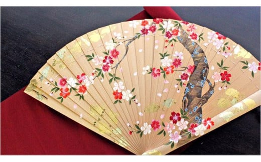 【舞扇堂】金銀箔押し手描き檜扇 桜・紅葉