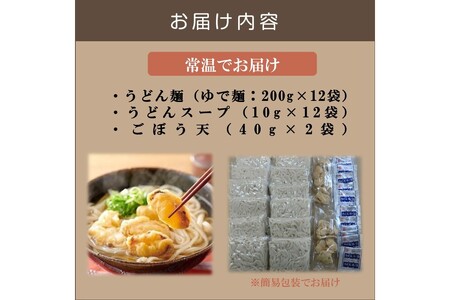 博多ごぼう天うどん 12食セット【簡易梱包でお届け】【A-794】博多 ごぼう ごぼう天 うどん