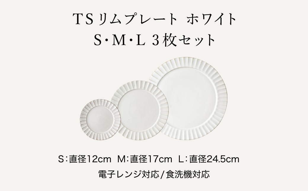 TANBASTYLE リムプレートセット（白） S・M・L 3枚セット 日本六古窯 丹波焼 立杭焼 人気食器 ワンプレート 大皿 パスタ皿 カレー皿 オムライス パスタプレート 高級 レストランの食器 ホテル食器 おしゃれ おすすめ シンプル 電子レンジ対応 食洗器対応 丹波スタイル