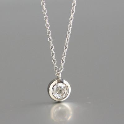 ふるさと納税 大津市 プラチナ900【0.2ct ラボダイヤモンドネックレス】ふくりん留め 未来の輝き 一粒ペンダント