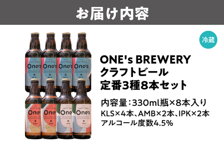 ONE's BREWERY クラフトビール 定番３種８本セット_OS273-0001-02