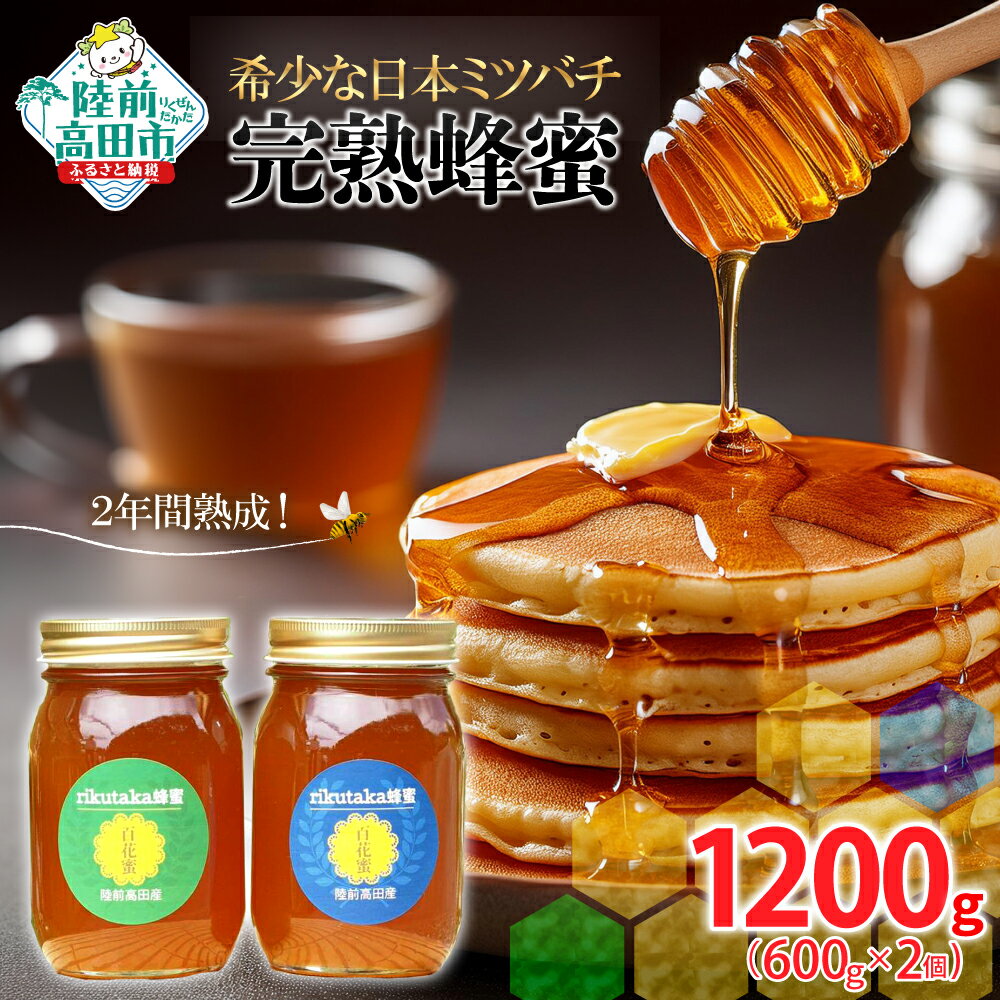 【ふるさと納税】2年間 熟成 希少な 日本ミツバチ 完熟 蜂蜜 600g×2個 セット 数量限定 [ はちみつ ハチミツ 百花蜜 無添加 スイーツ 濃厚 セット 詰め合わせ ギフト 贈答品 贈り物 岩手 陸前高田 ]