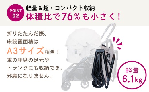 【コンビ】コムペット ミリミリ オートＮ カフナグリーン(GR) 119344 combi コンビ キャリー一体タイプ 軽量コンパクト 軽量 通気性 清潔 コンパクト収納 自動収納ペットカート 2WA