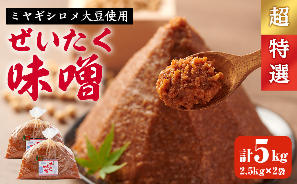 
            柴田特産 ぜいたく味噌 超特選 計5kg（2.5kg×2袋） 味噌汁 麹味噌 味噌汁 天然醸造 手作り 発酵 みそ ひとめぼれ 【下名生ファーム】sh044-B
          
