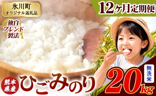 【12ヶ月定期便】ひごみのり 無洗米 熊本県産 ブレンド米 20kg 熊本県産 ふるさと納税  精米 米 こめ ふるさとのうぜい コメ お米 おこめ《お申込み翌月から出荷》