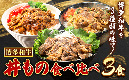 博多和牛 牛丼 ハヤシ丼 カルビ丼 丼ものセット 各 200g x 1パック 600g 清柳食産《30日以内に出荷予定(土日祝除く)》肉 牛肉 和牛 丼    お弁当 おかず 小分け パック 冷凍