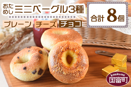 ＜おためしミニベーグル 3種セット 計8個＞翌月末迄に順次出荷【 パン ぱん 朝食 モーニング 昼食 ランチ おやつ 小腹 詰め合わせ サンドイッチ アレンジ 食事パン 】