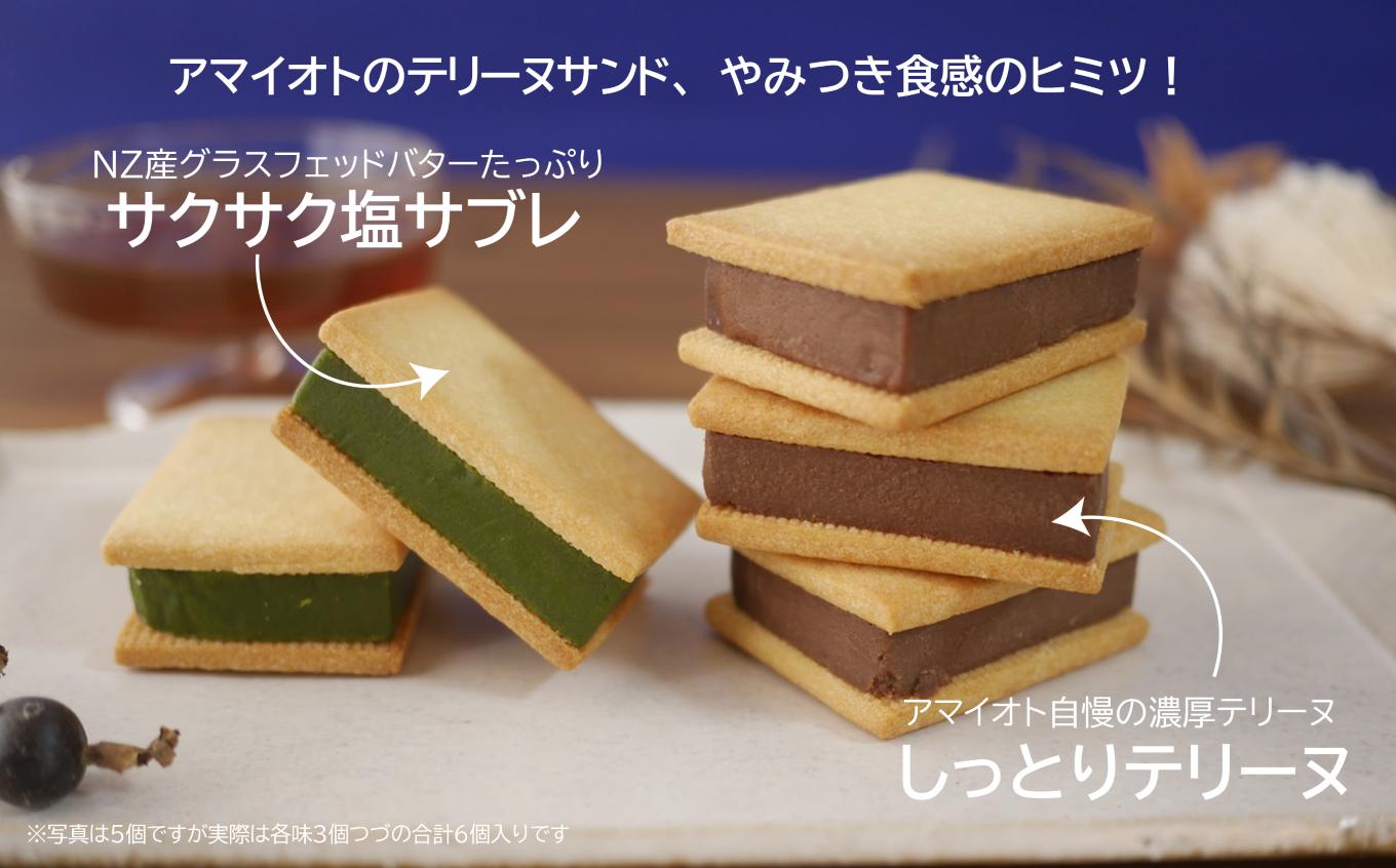 アマイオトの「濃厚抹茶テリーヌサンド3個＆芳醇ショコラテリーヌサンド3個セット」【 テリーヌ テリーヌサンド 焼き菓子 スイーツ サクサク しっとり バレンタイン ホワイトデー ご褒美 デザート お取
