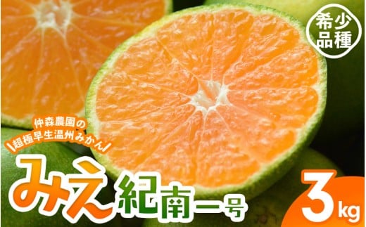 仲森農園の超極早生温州みかん みえ紀南一号 約3kg みかん ミカン 蜜柑 温州みかん 温州ミカン 柑橘 フルーツ 果物 くだもの 甘い 旬 数量限定 期間限定 産地直送 10000円 三重県 熊野市【2026年9月上旬頃～9月下旬頃に順次発送】【nkmr0011】