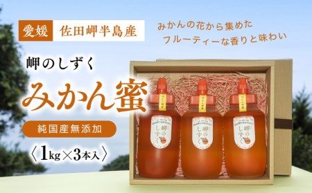 【みかん蜜】みかん農園のはちみつ 1kg×3本入｜ 愛媛県産 伊方町特産品 佐田岬 大岩農園 岬のしずく 蜂蜜 みかん蜜 純国産 無添加 自然の恵み ※着日指定不可 ※離島への配送不可