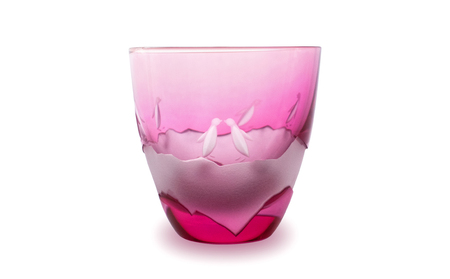 浅草切子 aquatic「Penguin Couple 冷酒杯 金赤」_0012-074-T07