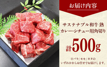 牛肉 サステナブル和牛 角切り カレー・シチュー用（モモ/カタ/バラ） 500g  [AIAT017] 