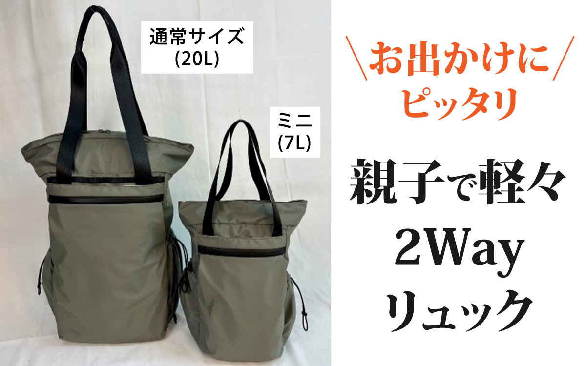 レイズ２WAYミニ GRY【 子育てバッグ ユニセックス 軽いバッグ 撥水 防塵 豊岡鞄 コーデュラ アウトドア 旅行バッグ 通勤バッグ 長く使えるカバン SDGs ファミリーバッグ 】