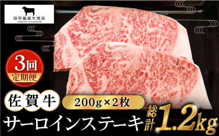 
【全3回定期便】佐賀牛 サーロインステーキ 200g×2枚【田中畜産牛肉店】 [HBH053]
