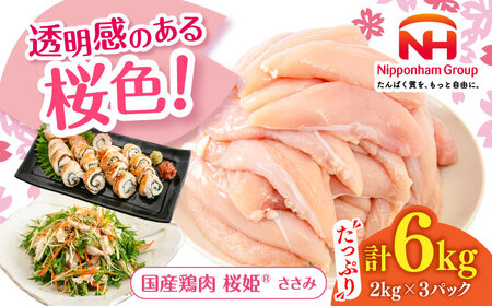 桜姫 ささみ 計6kg（2kg×3パック）【東日本フード株式会社】 トリ ササミ ヘルシー 銘柄 ブランド冷凍 国産 北海道  [AXBM078]