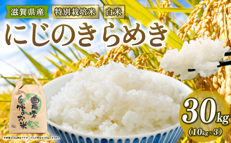 
            新米 特別栽培米 にじのきらめき 令和7年産 米 30kg 白米 ニジノキラメキ 2025年産 国産 農家直送 環境こだわり お試し用 小分け お米 こめ おこめ 新米 先行予約 農家直送 産地直送 滋賀県 竜王町
          