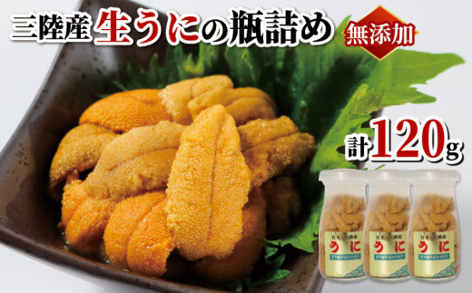【期間限定】 生うに 120g (40g×3本) 牛乳瓶 冷蔵 ミョウバン不使用 添加物無添加