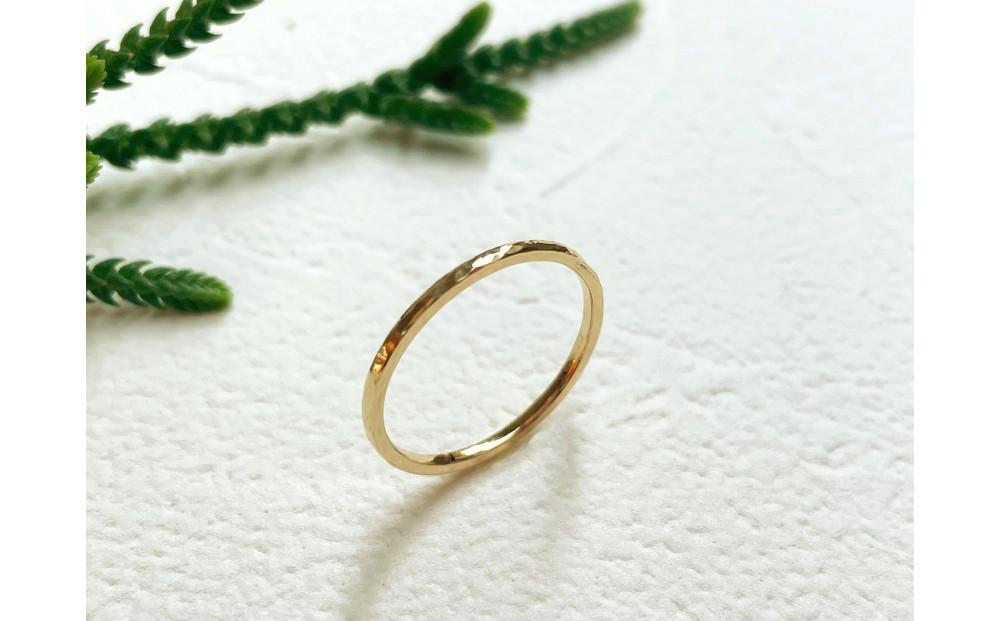 K18 丸つち目 厚リング（ハンドメイド）【サイズ：13号】 232238_WW122VC03