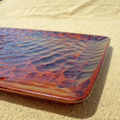 ふるさと納税 香川県 【香川漆器】30cm長角胴張盆　ノミ目スリ漆 |  | 01